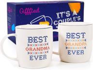 triple gifted grandma and grandpa coffee mugs - ideal gifts for grandparents, best grandparents, grandma 🎁 and grandad - father's day & mother's day from grandkids, grandchildren, christmas - set of gift cups logo