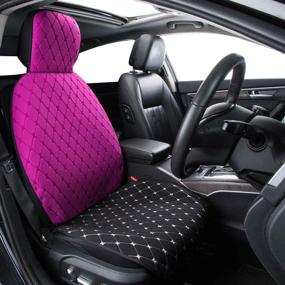 img 2 attached to 🚗 CAR PASS Two Tone Sideless Quilting Universal Fit Car Seat Cover - Premium Full Coverage & Easy Installation for Suvs, Vans, Sedans - One Set Package (Black with Purple)