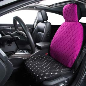 img 3 attached to 🚗 CAR PASS Two Tone Sideless Quilting Universal Fit Car Seat Cover - Premium Full Coverage & Easy Installation for Suvs, Vans, Sedans - One Set Package (Black with Purple)