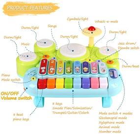 img 3 attached to 🎵 Улучшите раннее обучение с детским музыкальным Монтессори набором 3 в 1: пианино, ксилофон, барабан | Идеальный подарок для детей от 1 до 3 лет | Развивает чувствительные навыки | Образовательные и развивающие игрушки для младенцев