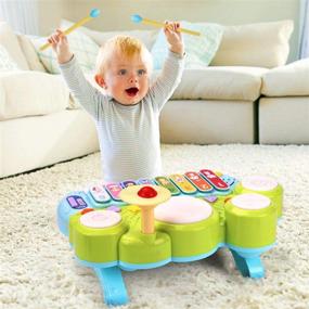 img 4 attached to 🎵 Улучшите раннее обучение с детским музыкальным Монтессори набором 3 в 1: пианино, ксилофон, барабан | Идеальный подарок для детей от 1 до 3 лет | Развивает чувствительные навыки | Образовательные и развивающие игрушки для младенцев