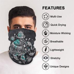 img 2 attached to Qilmy 2-Pack Anti-Droplet Face Mask with Carbon Filters - Multi-functional Balaclava, Elastic UV Face Shields for Men and Women