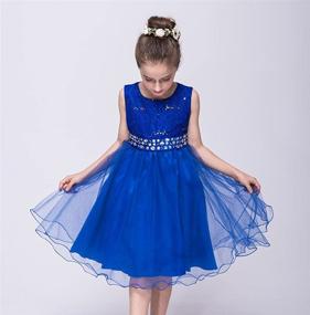 img 1 attached to 👗 DreamHigh Wedding Flower Girl's Sequin Sparkling Crystal Waist Evening Dress for Ages 2 to 14