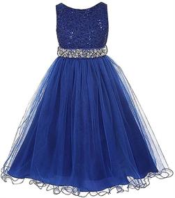 img 4 attached to 👗 DreamHigh Wedding Flower Girl's Sequin Sparkling Crystal Waist Evening Dress for Ages 2 to 14