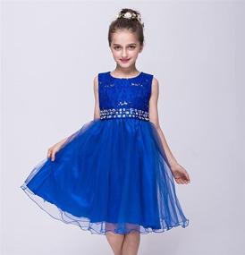 img 3 attached to 👗 DreamHigh Wedding Flower Girl's Sequin Sparkling Crystal Waist Evening Dress for Ages 2 to 14