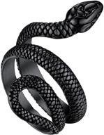 stylish punk gothic snake rings: stainless steel/gold/black serpent finger wrap ring for men and women - limited sizes available (#7-#12) logo
