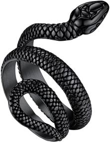 img 4 attached to Стильные панковские готические змеиные кольца: нержавеющая сталь/золото/черное обереговое кольцо на палец для мужчин и женщин - доступны ограниченные размеры (#7-#12)