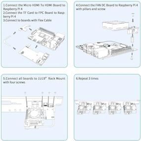 img 2 attached to GeeekPi 1U Комплект для Raspberry Pi 4B, 19-дюймовый 1U Монтаж в стойку с 4 отделениями - Включает 4 вентилятора для Raspberry Pi, алюминиевые радиаторы, платы Micro HDMI to HDMI, платы TF Card to FPC - Идеально подходит для Raspberry Pi 4B