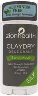 zion health claydry silk sandalwood deodorant stick - vegan, 2.8 oz logo
