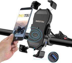 img 4 attached to 🏍️ Motorcycle Phone Mount with Wireless Charging, Waterproof Design, 360° Rotation, USB 3.0 Quick Charge, Fits 22-32mm Handlebar or Rear-View Mirror, Compatible with 12-24V Vehicles