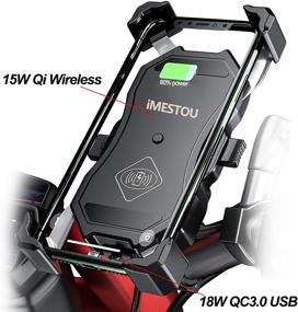 img 1 attached to 🏍️ Motorcycle Phone Mount with Wireless Charging, Waterproof Design, 360° Rotation, USB 3.0 Quick Charge, Fits 22-32mm Handlebar or Rear-View Mirror, Compatible with 12-24V Vehicles