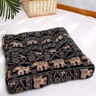 🐘 egobuy bohemian square seat cushion, cotton linen floor pillow for home decor garden party, 22x22 inch, black elephant - perfect yoga tatami mat logo