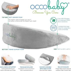 img 1 attached to OCCObaby Pregnancy Pillow: Memory Foam Body Wedge for Optimal Belly, Knees, and Back Support. Reversible Maternity Pillow with Removable Cover and Travel Bag