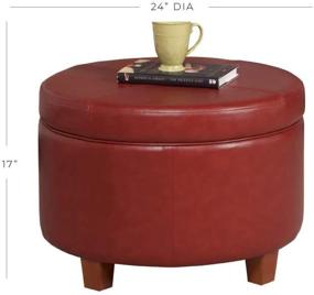 img 3 attached to 🔴 Cinnamon Red Round Leatherette Storage Ottoman with Lid by HomePop: Organize and Accentuate with Style