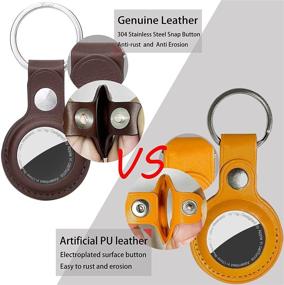 img 2 attached to 🔑 AirTag Keychain Leather, FICEPE AirTag Case, Anti-Scratch Protective Cover Holder for Apple AirTag Tracker with Key Ring – Ideal for Pets, Keys, Luggage, Backpacks – 1 Pack in Dark Brown