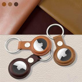 img 1 attached to 🔑 AirTag Keychain Leather, FICEPE AirTag Case, Anti-Scratch Protective Cover Holder for Apple AirTag Tracker with Key Ring – Ideal for Pets, Keys, Luggage, Backpacks – 1 Pack in Dark Brown
