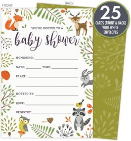 img 3 attached to 🦉 Woodland Baby Shower Invitations: Owl & Forest Animals, Set of 25 Fill-in Cards. Unisex Design for Boy or Girl