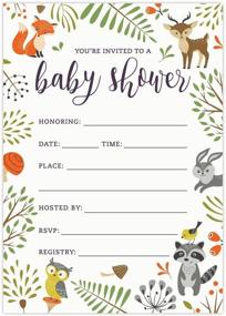 img 1 attached to 🦉 Woodland Baby Shower Invitations: Owl & Forest Animals, Set of 25 Fill-in Cards. Unisex Design for Boy or Girl