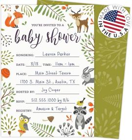 img 2 attached to 🦉 Woodland Baby Shower Invitations: Owl & Forest Animals, Set of 25 Fill-in Cards. Unisex Design for Boy or Girl