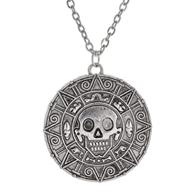 stylish zehory coin medallion necklace: gold skull accessory for women and girls (silver) logo