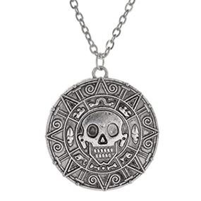 img 4 attached to Stylish Zehory Coin Medallion Necklace: Gold Skull Accessory for Women and Girls (Silver)