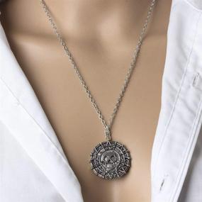 img 3 attached to Stylish Zehory Coin Medallion Necklace: Gold Skull Accessory for Women and Girls (Silver)