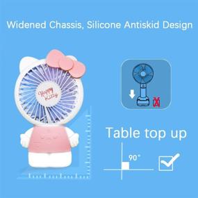 img 3 attached to 🐱 Portable Personal Small Desk Fan: Cute Kitty Cat Design with Night Light & LED Colorful Atmosphere Light (Pink) - USB & Battery Operated - Mini fans