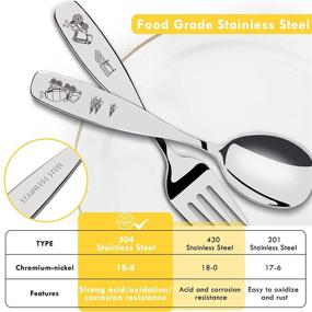 img 2 attached to 🚧 Lehoo Castle Kids Silverware Stainless Steel Set - 6pcs Toddler Spoons, Forks, and Knife, Safe Children Flatware for Toddlers, Self Feeding Utensils with Construction Vehicles Design