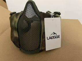 img 1 attached to 🎭 LAOSGE Airsoft Mask with Goggles - Foldable Half Face Mesh Mask & Ear Protection, Tactical Lower Face Protective Gear