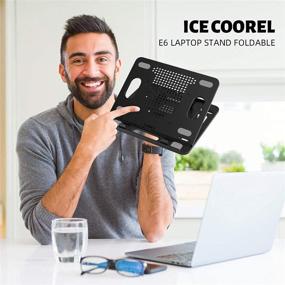 img 1 attached to Ice Coorel Laptop Stand: Height Adjustable, Foldable & Portable with Phone Holder - Compatible with Laptops up to 15.6 inch