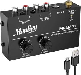 img 4 attached to 🎵 Vinyl Record Player Phono Turntable Preamp, Moukey Stereo Mini Preamplifier with RCA Input/Output, Low Noise, Independent Knob Control Operation, includes DC 5V Adapter - MPAMP1
