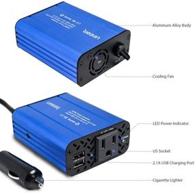 img 1 attached to 🚗 High-Performance 150W Car Power Inverter 12V DC to 110V AC Converter with 4.2A Dual USB Car Charger Adapter - Modified Sine Wave Converter with AC Outlet for Car (Blue)