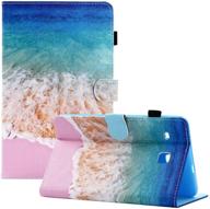 🏖️ uucovers stand case for samsung galaxy tab e 8.0 inch 2016 tablet (sm-t377a/t377v/t377p/t375/t378) with pencil holder pockets - pu leather tpu shockproof back cover, sea beach - enhanced seo logo