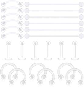 img 2 attached to D.Bella Clear Cartilage Earring Retainer | 16G 14G Piercing Retainers | 24Pcs Flexible Acrylic 💎 Helix Hoop | Bioflex Nose Lip Stud | Eyebrow Tragus Septum Horseshoe Rings | Body Jewelry