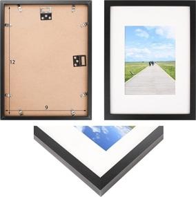 img 2 attached to 🖼️ Aynoo 9x12 Picture Frame - Solid Wooden Display Frame for Pictures 5.5x7.5 with or without Mat - HD Minimalism Black Wood Collage Frame for Wall Mounting Photos - 9x12 (WYP)