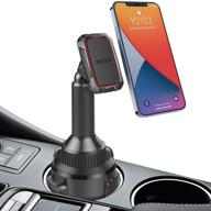 🚗 universal magnetic car cup holder phone mount - extra strong with 6 magnets - compatible with iphone, samsung galaxy, lg, and more - fits most cup holders in cars and trucks logo