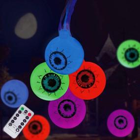 img 4 attached to 🎃 Halloween Decorations String Lights: 30 Waterproof Cute Eyeball LEDs for Festive Outdoor Decor, 8 Modes, Multi-Colored