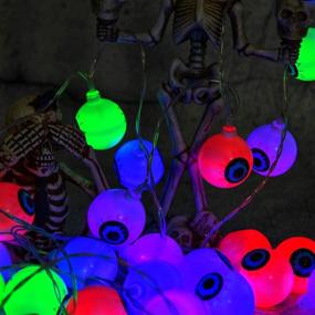 img 2 attached to 🎃 Halloween Decorations String Lights: 30 Waterproof Cute Eyeball LEDs for Festive Outdoor Decor, 8 Modes, Multi-Colored