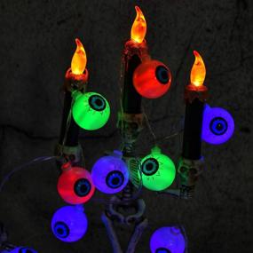 img 3 attached to 🎃 Halloween Decorations String Lights: 30 Waterproof Cute Eyeball LEDs for Festive Outdoor Decor, 8 Modes, Multi-Colored