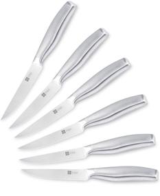 img 2 attached to 🔪 T.J Koch 14-Piece Stainless Steel Knife Set with Golden Oak Block - Premium Non-Slip Single Piece, Kitchen Scissors, and Sharpener Rod