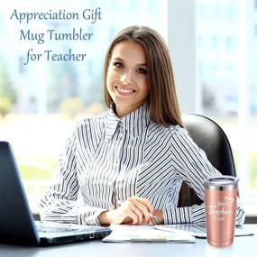 img 3 attached to 🌹 Rose Gold 2 Pack Teacher Appreciation Gifts: Best Teacher Ever! Thank You Gifts for Teachers, Coworkers, Friends, and More - 20 oz Stainless Steel Mug Tumblers with Lids and Straws