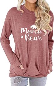 img 4 attached to Vaise Women's Mama Bear Shirt: Comfy Long Sleeve Tunics with Pockets