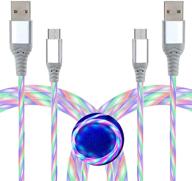 🌈 color change flowing lights: led micro usb cable 6ft 2 pack for samsung galaxy, lg & android smartphones (color change) logo