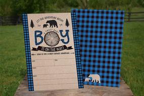 img 1 attached to 🔵 Blue Lumberjack Baby Shower Invitations, Boy Baby Shower Invitations, Mama Bear Baby Shower Invites, Woodland Baby Shower Invitations, Set of 20 Fill in Invitations and Envelopes for SEO