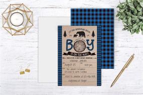 img 2 attached to 🔵 Blue Lumberjack Baby Shower Invitations, Boy Baby Shower Invitations, Mama Bear Baby Shower Invites, Woodland Baby Shower Invitations, Set of 20 Fill in Invitations and Envelopes for SEO