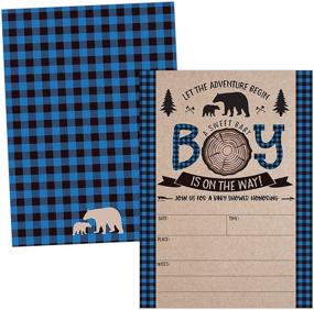 img 4 attached to 🔵 Blue Lumberjack Baby Shower Invitations, Boy Baby Shower Invitations, Mama Bear Baby Shower Invites, Woodland Baby Shower Invitations, Set of 20 Fill in Invitations and Envelopes for SEO