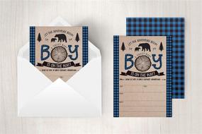 img 3 attached to 🔵 Blue Lumberjack Baby Shower Invitations, Boy Baby Shower Invitations, Mama Bear Baby Shower Invites, Woodland Baby Shower Invitations, Set of 20 Fill in Invitations and Envelopes for SEO