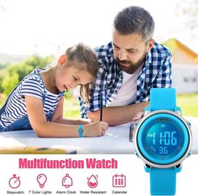 img 1 attached to Waterproof Kids Sports Watch with Multi-Function, 7 Color Lights, Alarm, Stopwatch - Ideal for Boys and Girls
