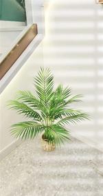 img 1 attached to Faux Palm Tree Artificial Palm Plants Décor Indoor Outdoor 🌴 in Woven Planter - 28 Inches Tall [1 Pack] (Fake Palm)