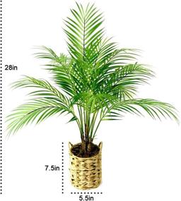 img 3 attached to Faux Palm Tree Artificial Palm Plants Décor Indoor Outdoor 🌴 in Woven Planter - 28 Inches Tall [1 Pack] (Fake Palm)